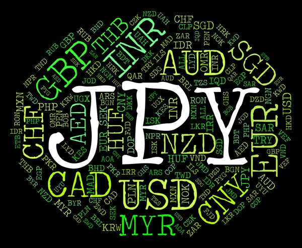 Jpy Currency Shows Japan Yen And Broker — Stock Photo, Image