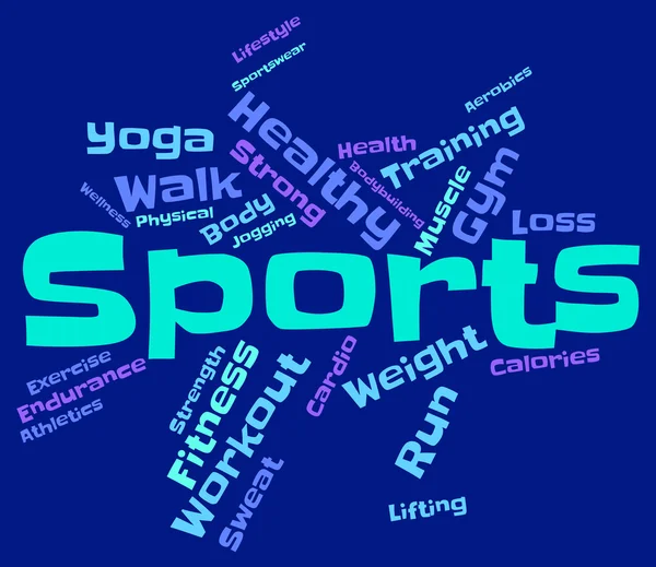 Sports Word Indicates Physical Activity And Exercising — Stock Photo, Image