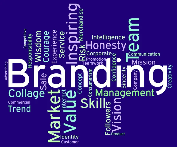 Parole di branding Indica Marchi Wordcloud e Store — Foto Stock