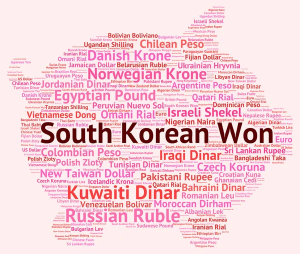 Won południowokoreański pokazuje kursu i monety — Zdjęcie stockowe