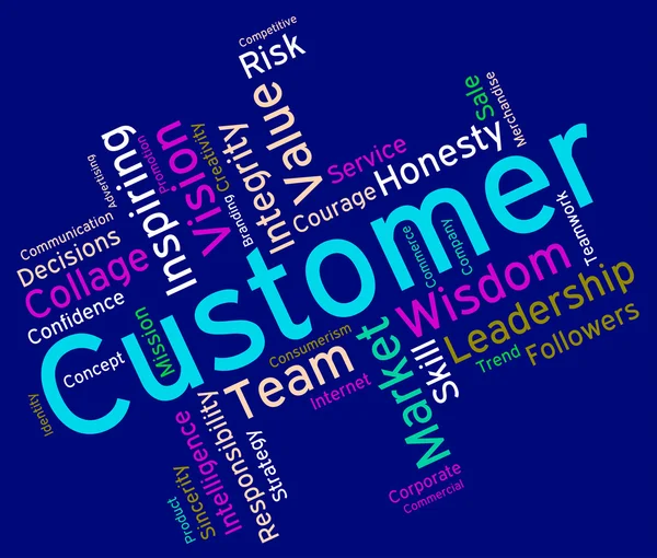 Klienta słowa pokazuje patronat konsumentów i projekt — Zdjęcie stockowe