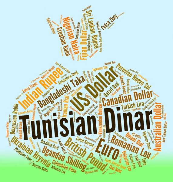 Tunisian Dinar Indicates Exchange Rate And Banknotes — Stock Photo, Image