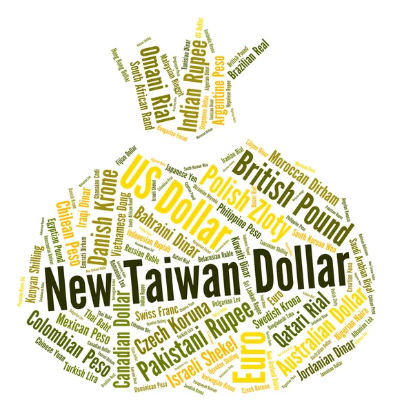 New Taiwan Dollar Shows Exchange Rate And Dollars — Stock Photo, Image