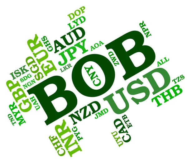 Bob Currency Means Bolivia Boliviano And Broker — Stock Photo, Image