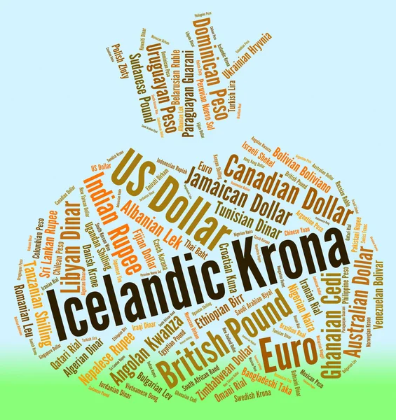 Icelandic Krona Means Currency Exchange And Coin — Stock Photo, Image