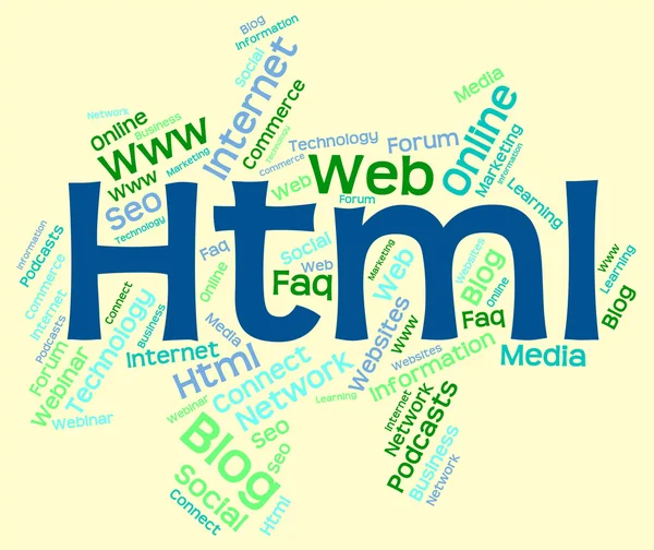 Слово HTML указывает на World Wide Web и код — стоковое фото
