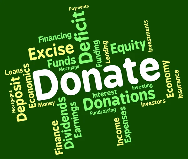 Donate Word Indicates Contribution Text And Contributes — Stock Photo, Image