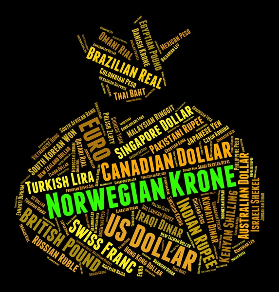 Norwegian Krone Means Currency Exchange And Broker — Stock Photo, Image