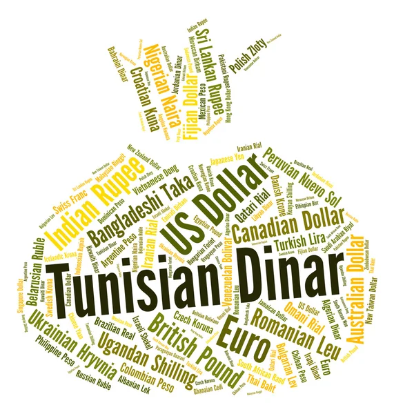 Tunisian Dinar Shows Worldwide Trading And Currencies — Stock Photo, Image