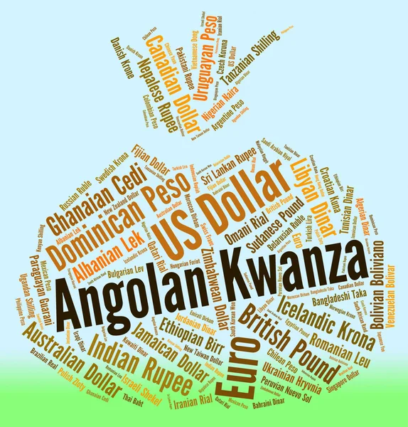 Angolan Kwanza Shows Forex Trading And Coin — Stock Photo, Image
