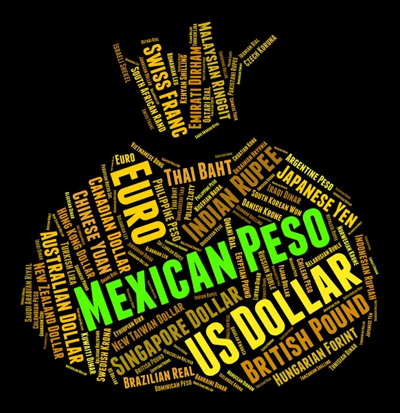 Mexican Peso Means Currency Exchange And Forex — Stock Photo, Image