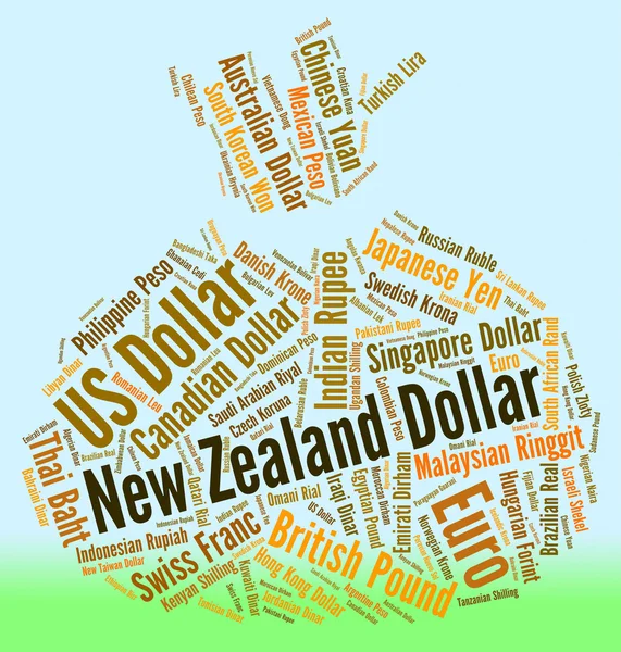 Dolar de Nueva Zelanda indica divisas y divisas —  Fotos de Stock