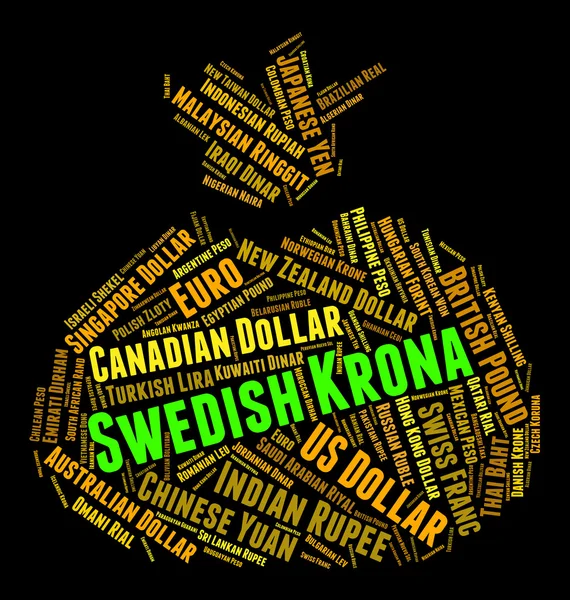 Swedish Krona Indicates Exchange Rate And Banknote — Stock Photo, Image