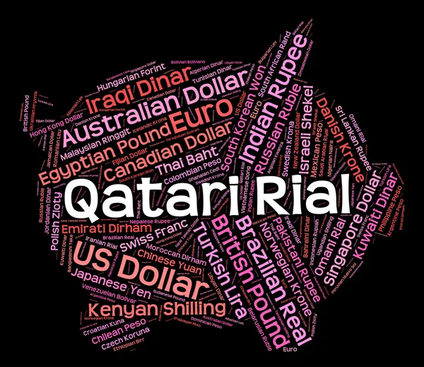 Qatari Rial Means Forex Trading And Coinage — Stok fotoğraf