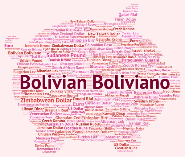 Bolivian Boliviano Indicates Exchange Rate And Banknotes — Stock Photo, Image