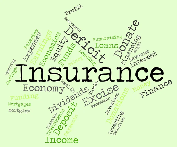 Insurance Word Indicates Covered Coverage And Contract — Stock Photo, Image