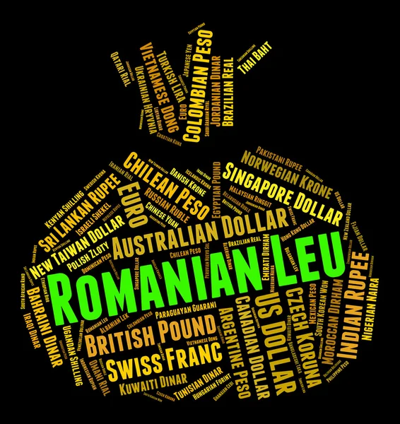 Romanian Leu Indicates Foreign Exchange And Banknote — Stock Photo, Image