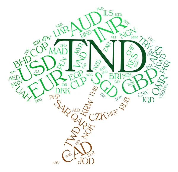 Tnd Currency Shows Worldwide Trading And Broker — Stock Photo, Image