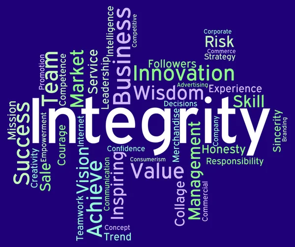 Integrity Words Means Text Morality And Virtue — Stock Photo, Image