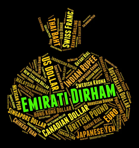 Emirati Dirham Means United Arab Emirates And Currency — Stock Photo, Image