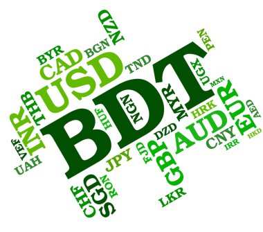 Bangladeşli Taka ve banknot BDT para birimini gösterir
