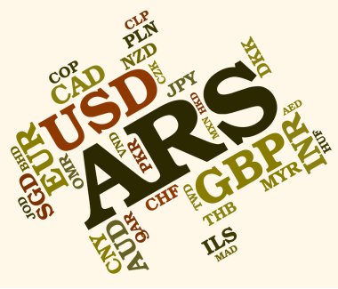 Arjantin Pezosu ve banknot Ars para birimi gösterir