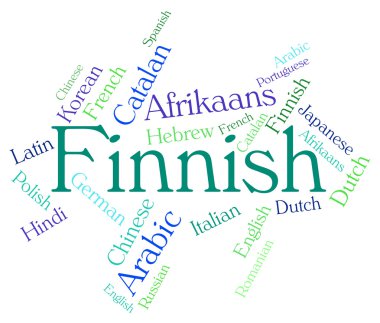 Fince Dil çevirmen Finlandiya ve Wordcloud gösterir