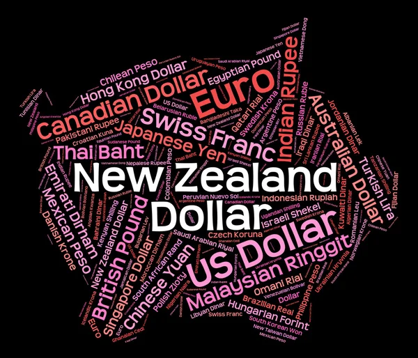 New Zealand Dollar Indicates Forex Trading And Coin — Stock Photo, Image