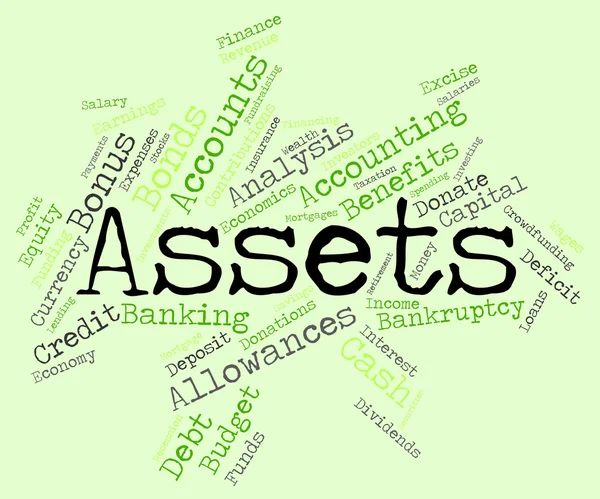 Assets Words Represents Owned Valuables And Belongings — Stock Photo, Image