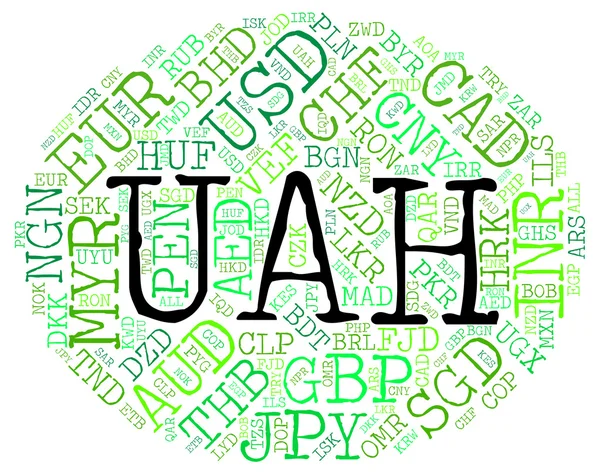 Uah Currency Indicates Foreign Exchange And Currencies — Stock Photo, Image