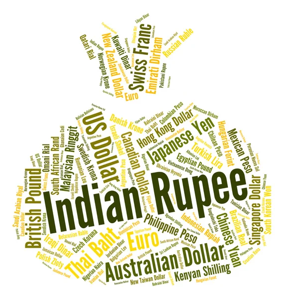 Indian Rupee Shows Currency Exchange And Currencies — Stock Photo, Image