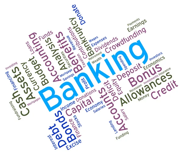 Banking Word toont Commerce banken en tekst — Stockfoto