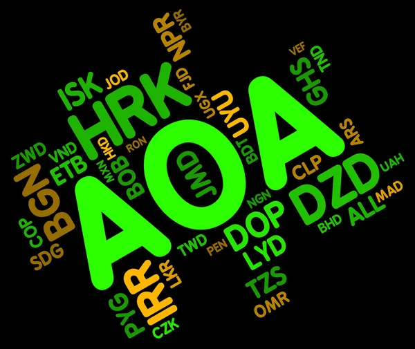 AoA valuta anger angolanska Kwanza och sedlar — Stockfoto