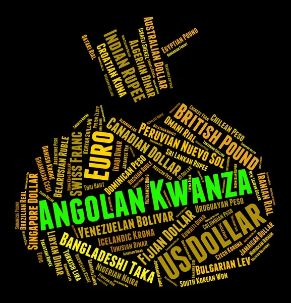 Angolan Kwanza Indicates Exchange Rate And Coin — Stock Photo, Image