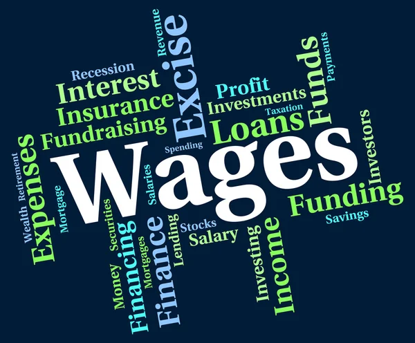 Wages Word Indicates Income Earn And Wordcloud — Stock Photo, Image