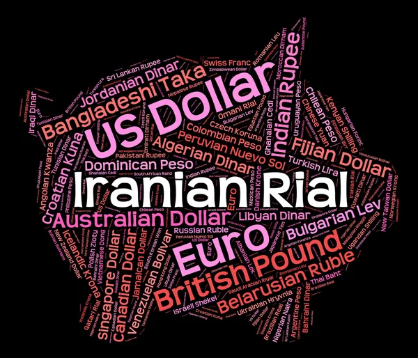 Iranian Rial Shows Foreign Currency And Banknote — Stock Photo, Image