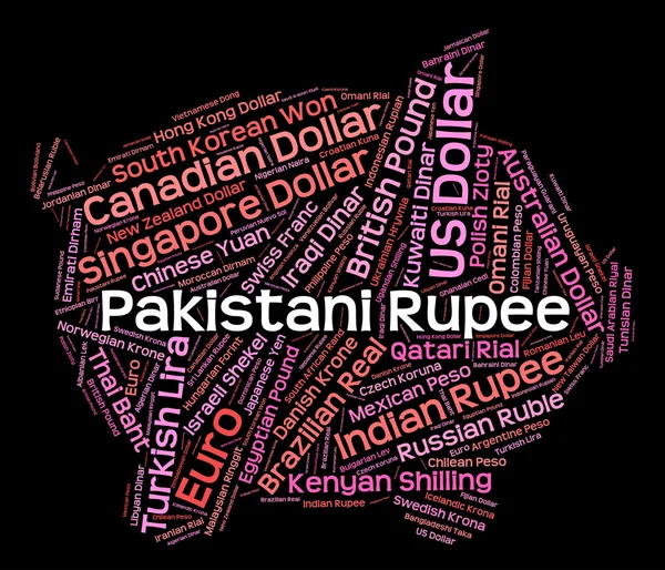 Pakistanin rupia ilmaisee ulkomaan valuutan ja kolikon — kuvapankkivalokuva