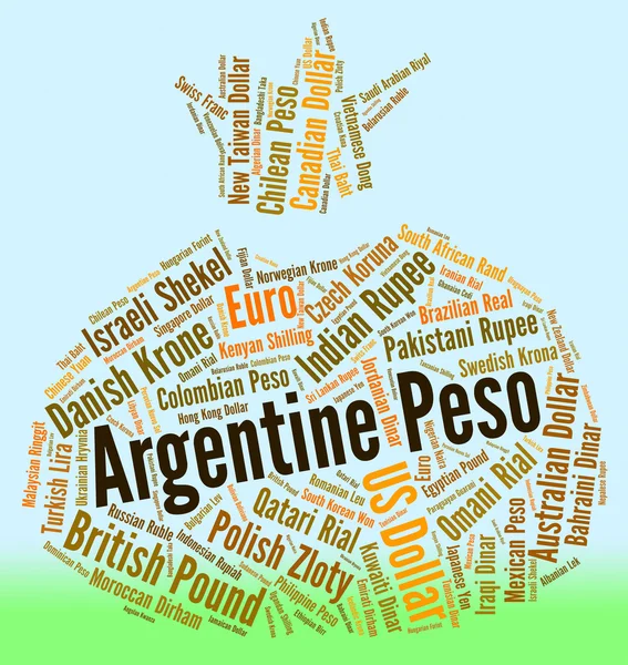Argentine Peso Indicates Worldwide Trading And Coin — Stock Photo, Image