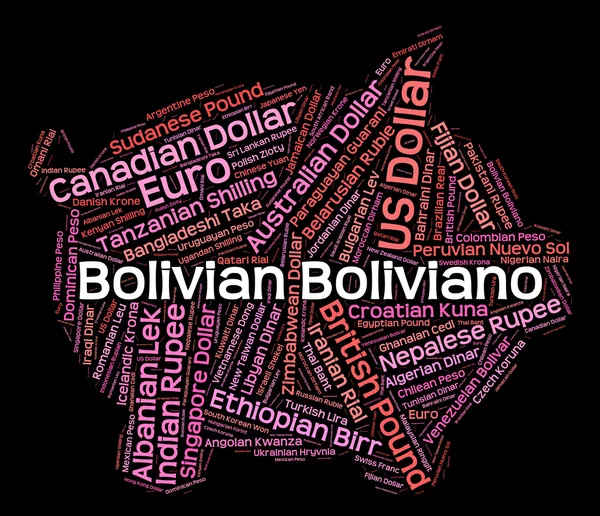 Bolivian Boliviano Shows Worldwide Trading And Bolivianos — Stock Photo, Image