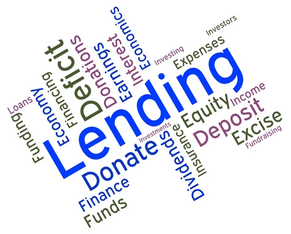 Lending Word Means Loan Lends And Borrows — Stock Photo, Image