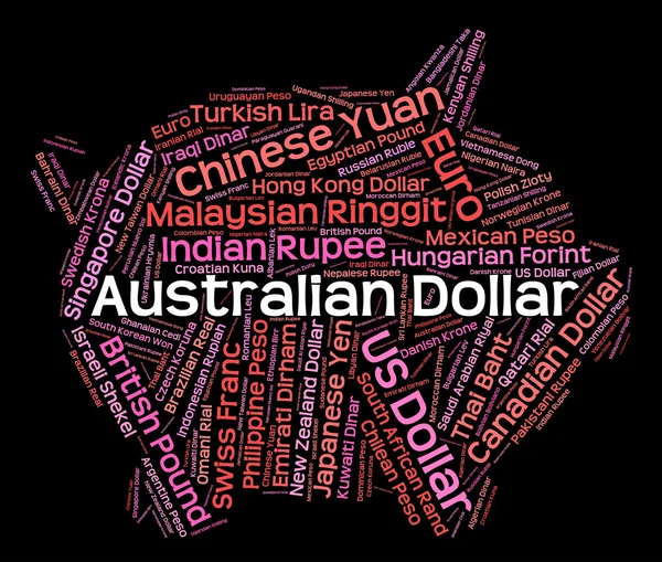 Australian Dollar Represents Worldwide Trading And Currencies — Stock Photo, Image