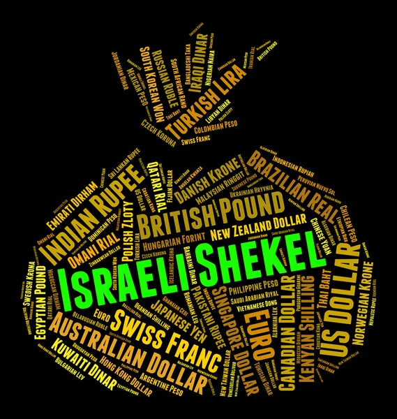 Israeli Shekel Means Foreign Currency And Coin — Stock Photo, Image