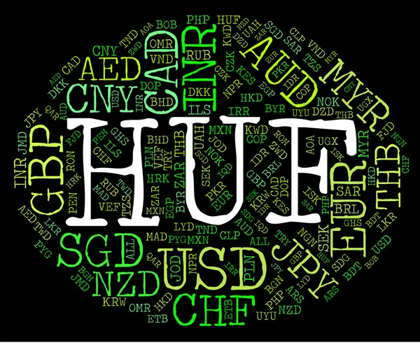Huf Currency Means Worldwide Trading And Exchange — Zdjęcie stockowe