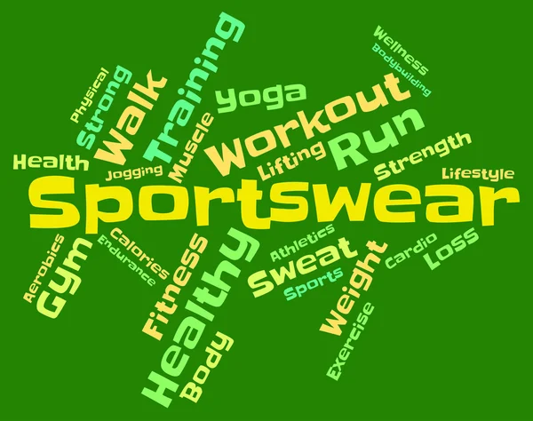 Abbigliamento sportivo Word significa abbigliamento e testo — Foto Stock