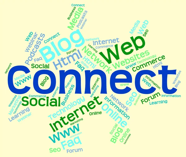 Connect Word Shows Global Communications And Computer — Stock Photo, Image