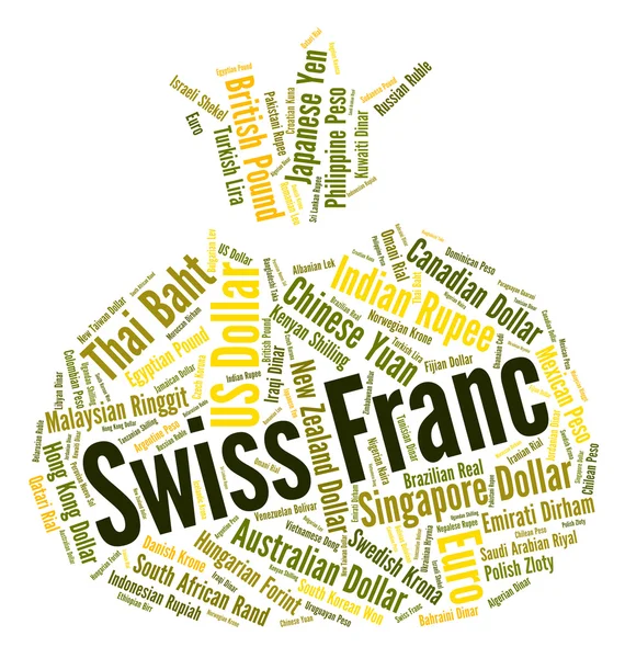 Swiss Franc Means Worldwide Trading And Coin — Stock Photo, Image