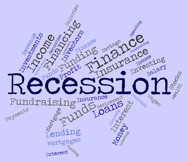 Palavra de recessão significa crise econômica e falência — Fotografia de Stock
