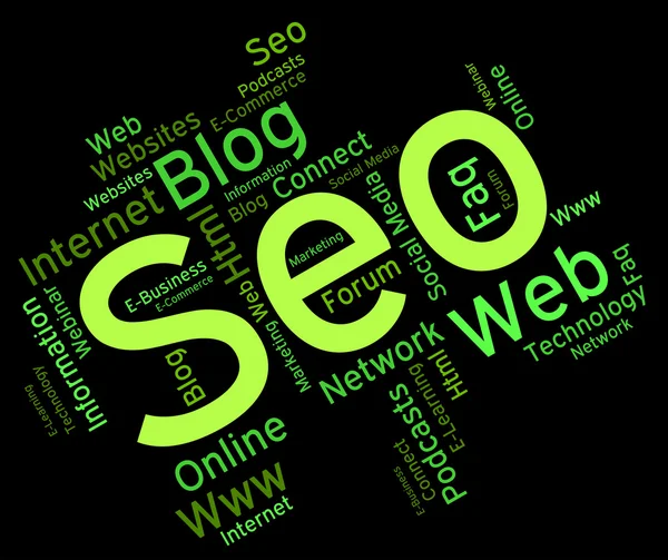 SEO woord betekent Website woorden en motor — Stockfoto