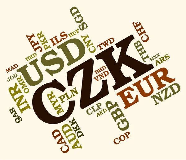 CZK valuta visar tjeckiska kronor och sedel — Stockfoto