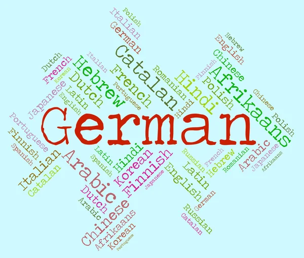 德国语言意味着 Wordcloud 翻译和词汇 — 图库照片
